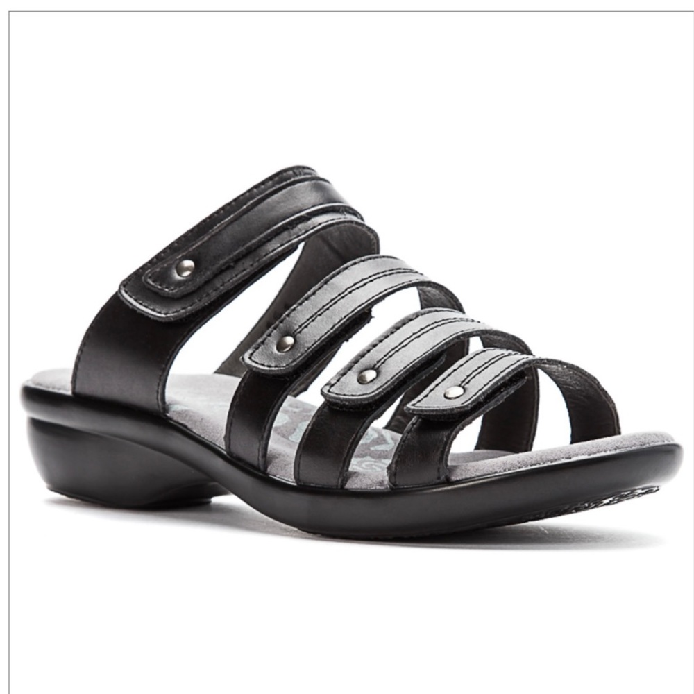 NWT BLACK Propet Aurora Slide Sandals 10X WIDE